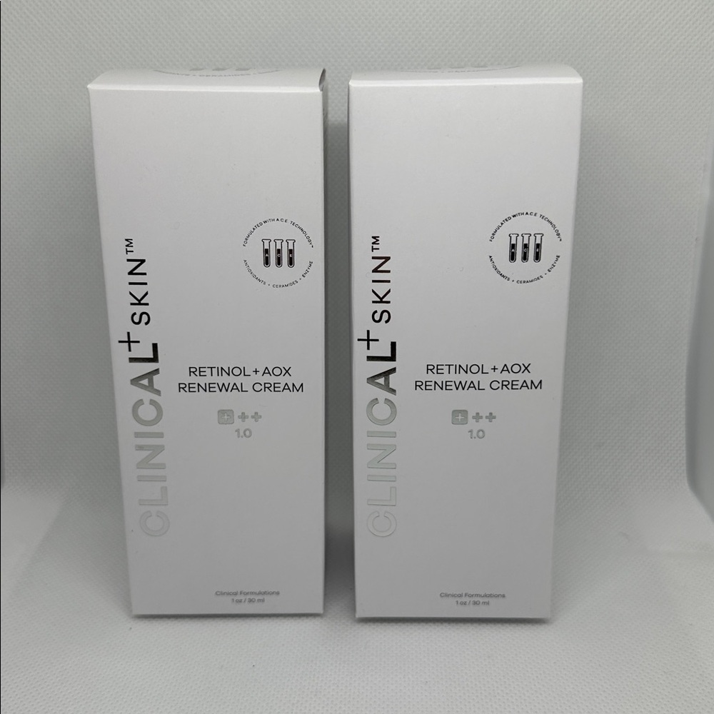 Clinical + Skin Retinol + AOX Renewal Cream 1oz  (2 Packs) NIB Authentic Fresh